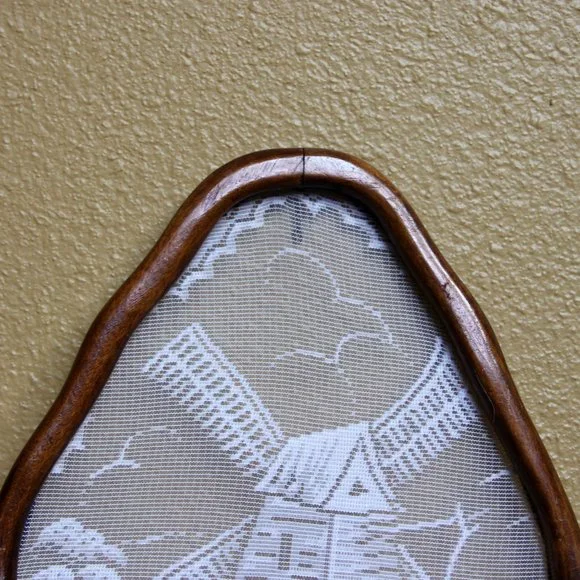 Set of 2 Framed Lace Wall Art Windmill and Lady in Bonnet, Chain Broken - Picture 5 of 11